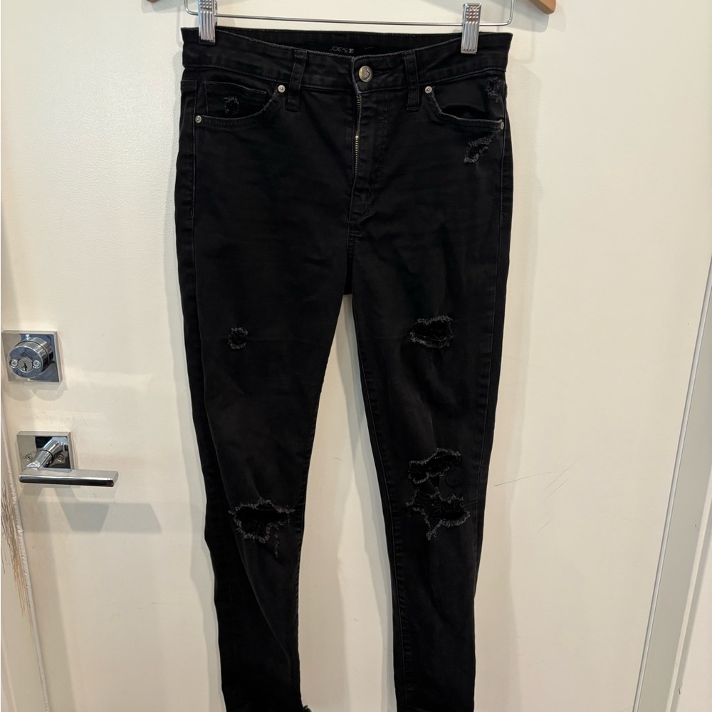 Joe's Jeans Black Skinny Distressed Denim